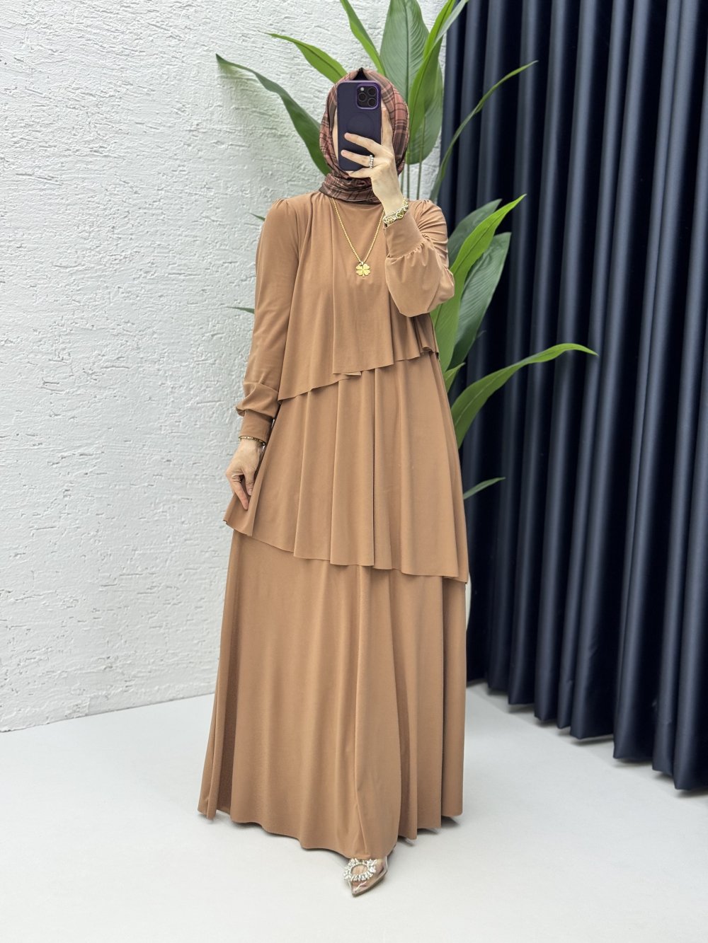 Şimal Elbise Tesettür Giyim Latte