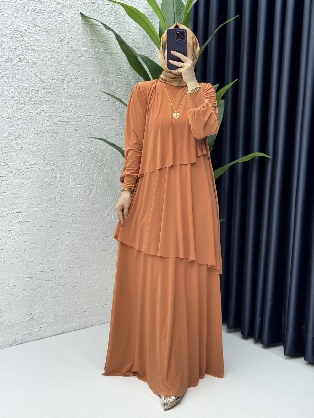 Şimal Elbise Tesettür Giyim Kiremit