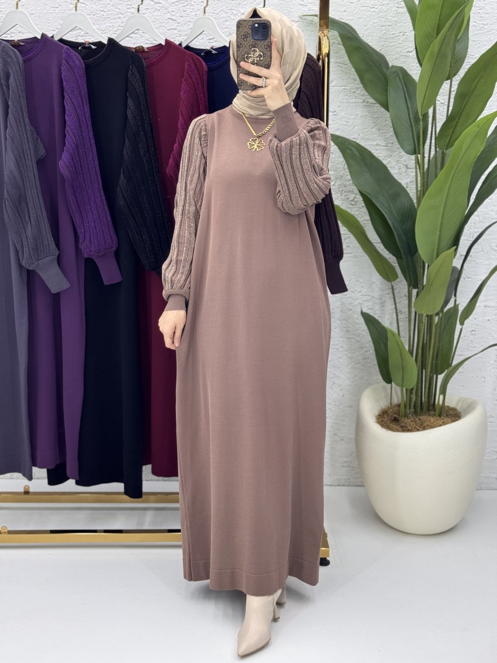 Simge Elbise Tesettür Giyim  Vizon