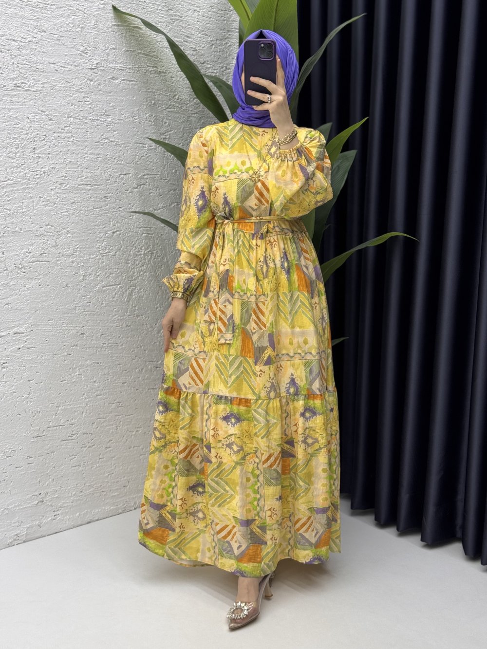 Şirin Elbise Tesettür Giyim Sarı