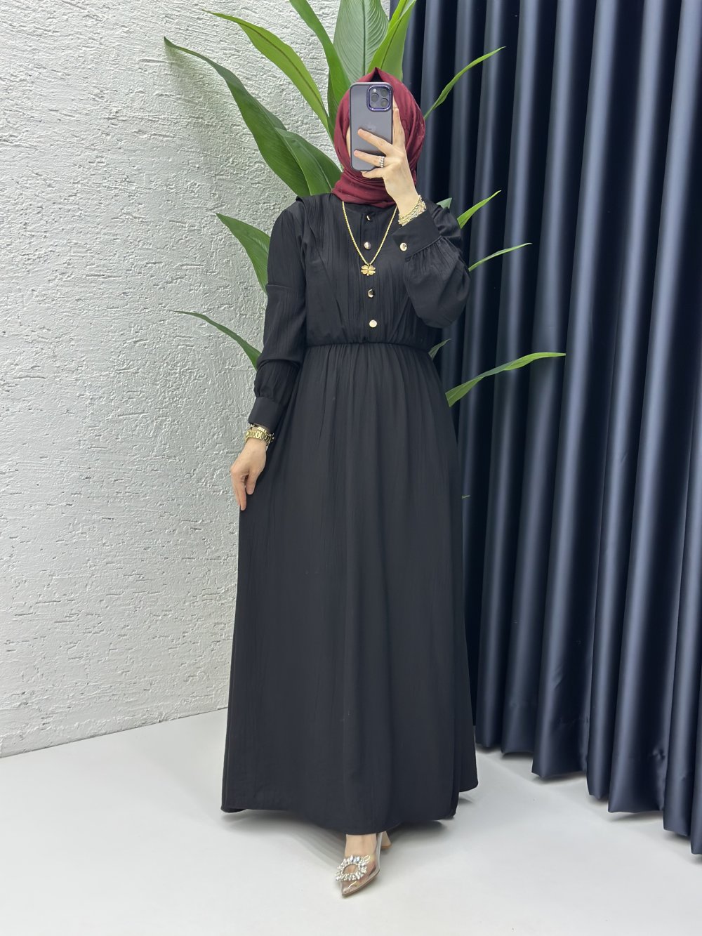 Siyah Vera Tesettür Elbise Siyah