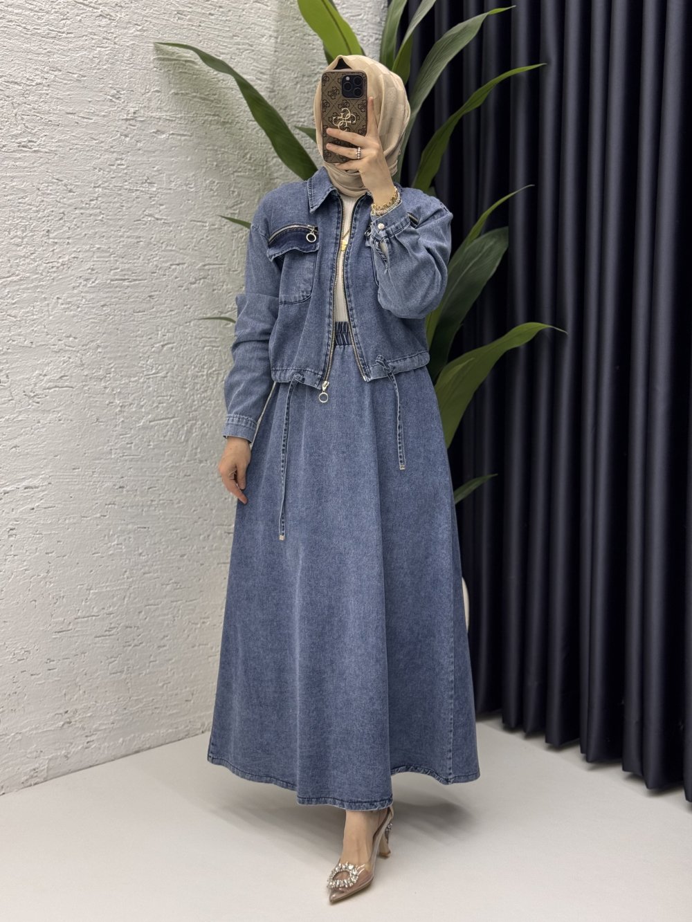 Şüheda Kot Takım Tesettür Giyim  Mavi