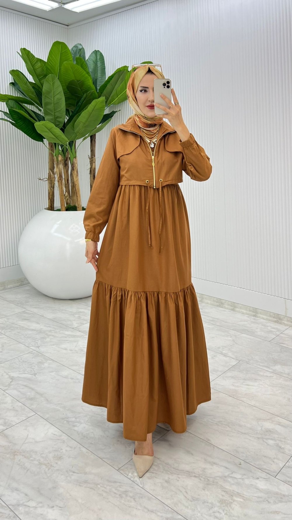 Taba Hicran Elbise Takım Tesettür Elbise