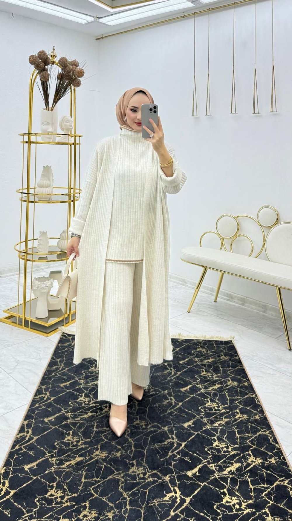 Taş Mavera Triko Takım Tesettür Giyim