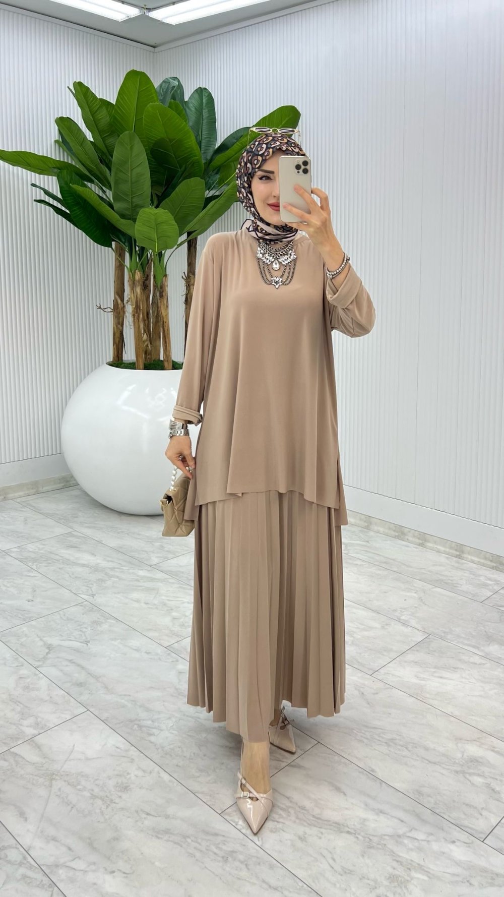 Taş Şermin Etek Takım Tesettür Giyim