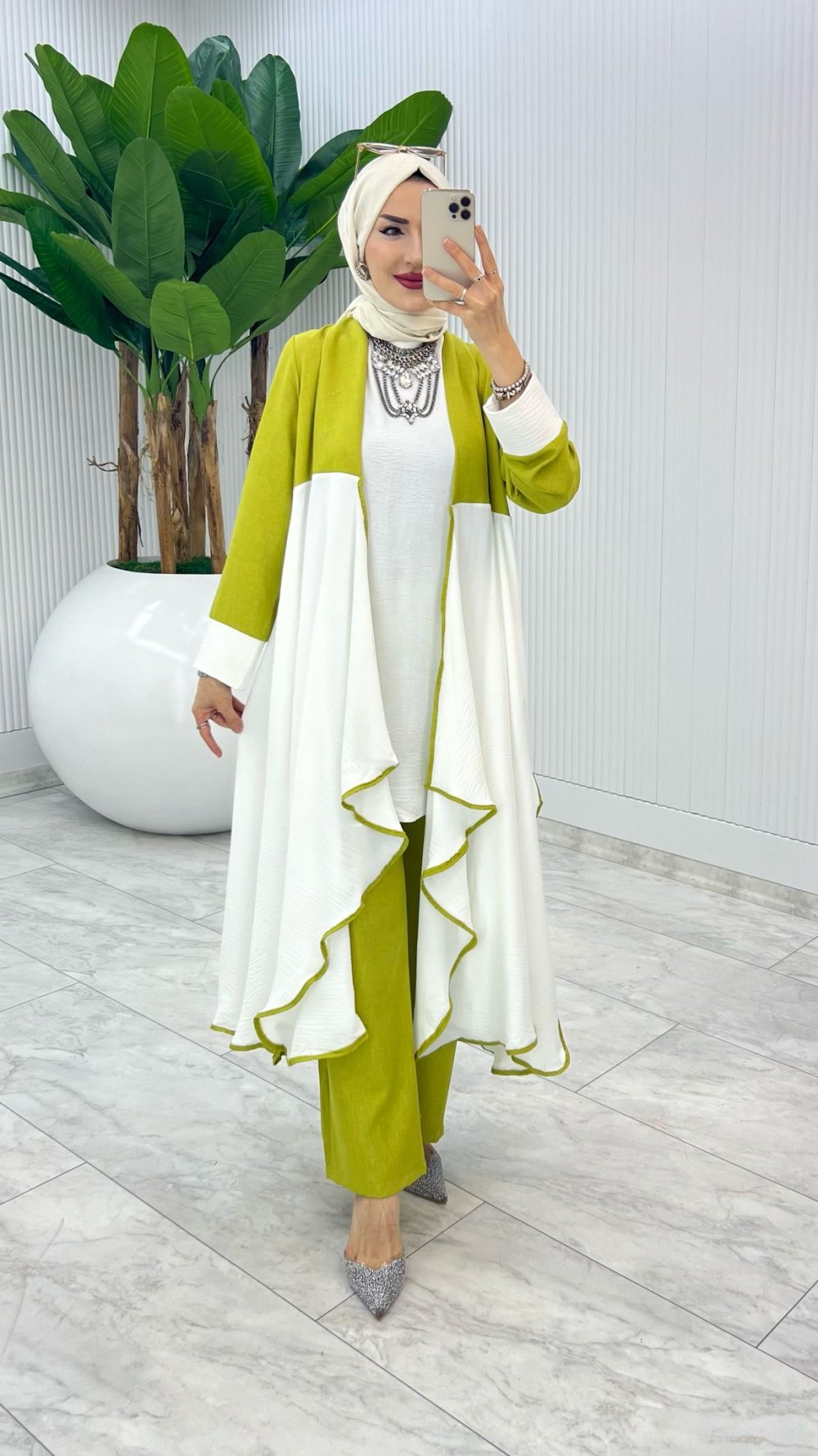 Yağ Yeşil  Premium Angel Takım Tesettür Giyim