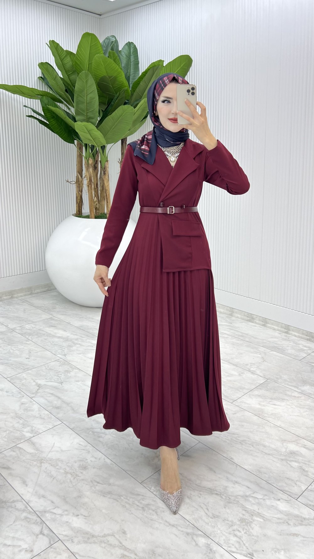 Bordo Tasarım Tuana Elbise Tesettür Giyim