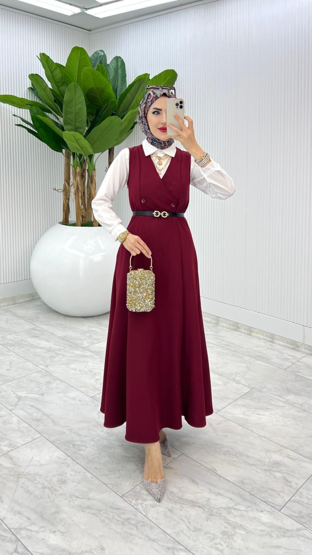 Bordo Hazen Jile Tesettür Giyim