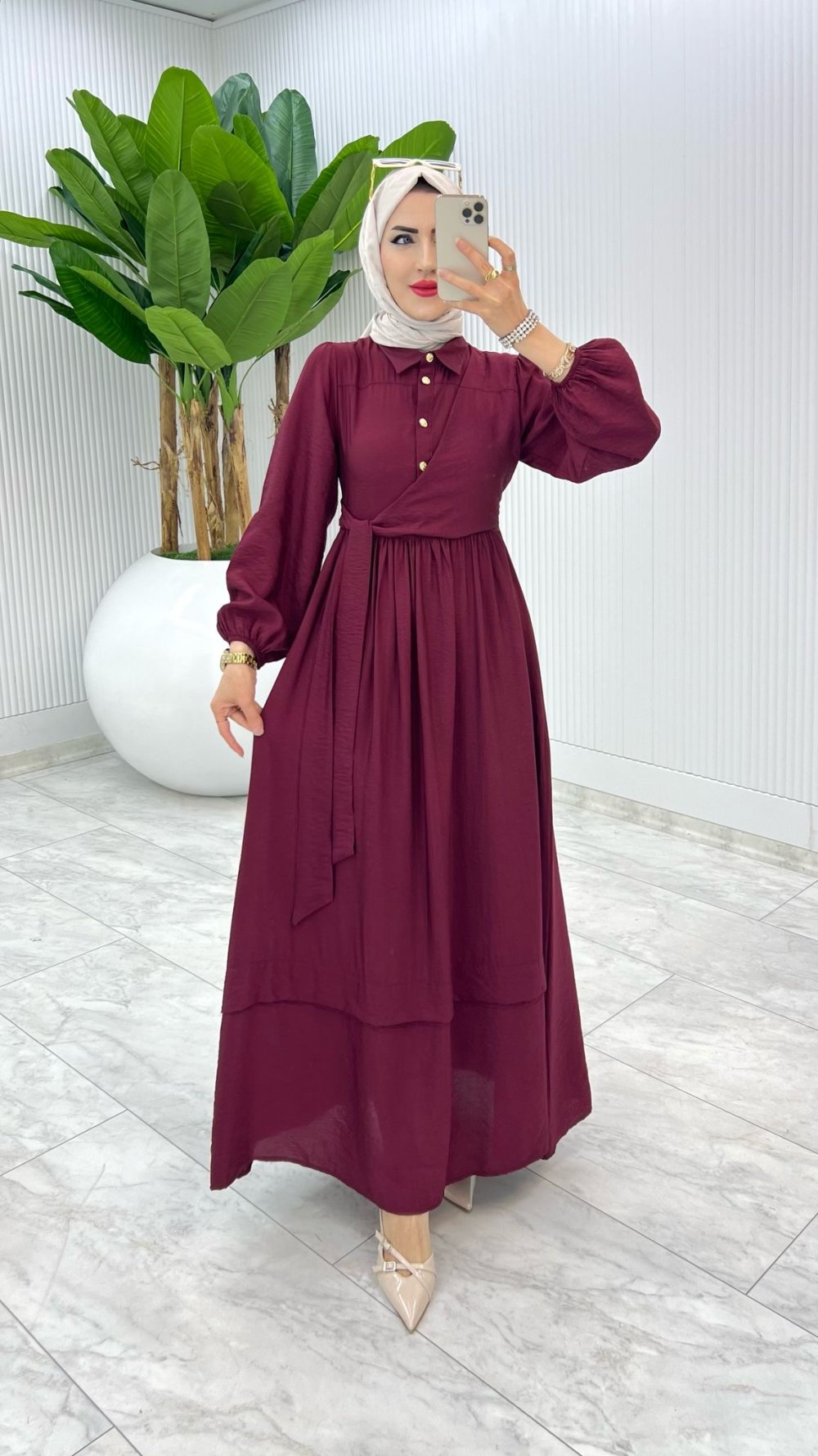 Bordo Premium Öznur Elbise Tesettür Giyim