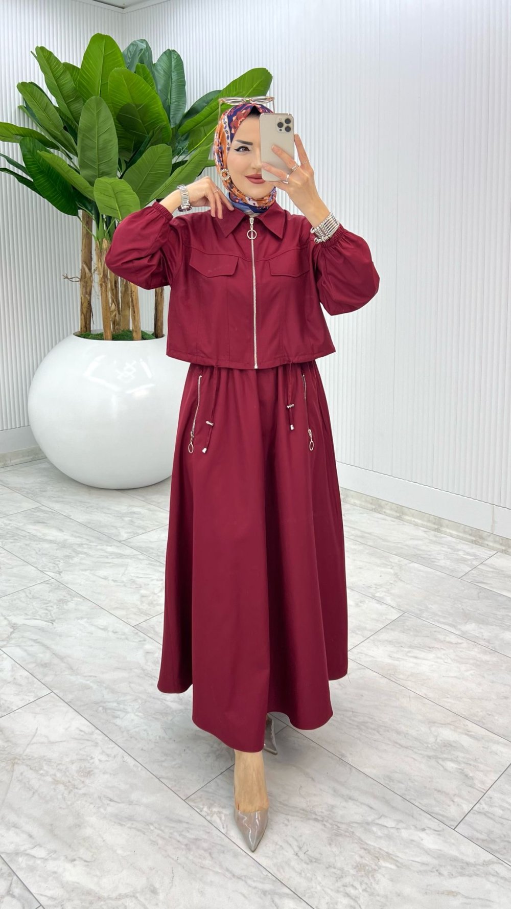 Bordo Premium Nefis Etek Takım