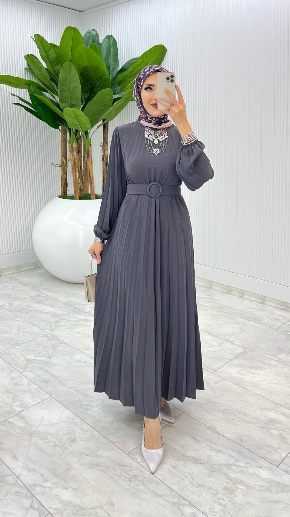 Füme Deniz Elbise Tesettür Giyim