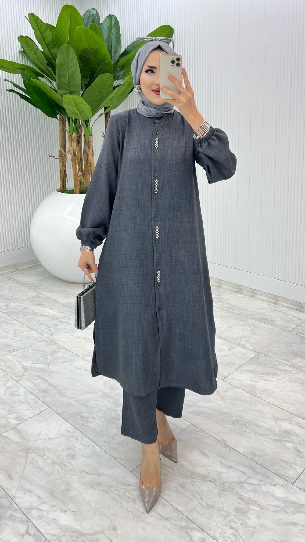 Füme İpek Takım Tesettür Giyim