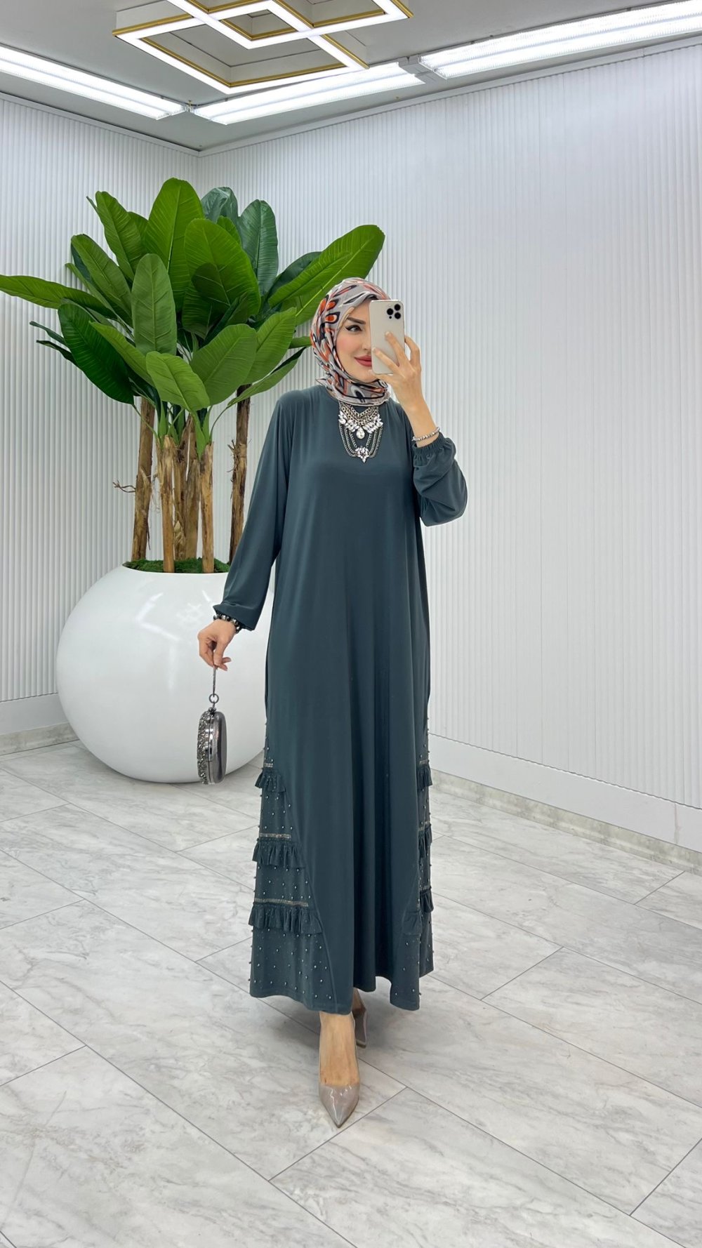 Füme İsabella Elbise Tesettür Giyim