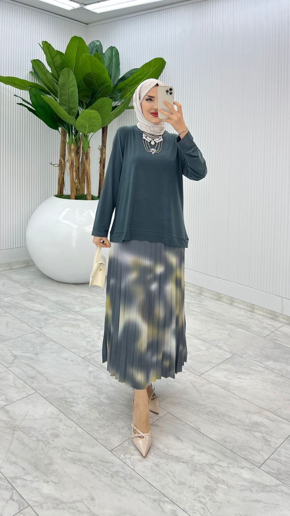 Füme Tuğçe Etek Takım Tesettür Giyim