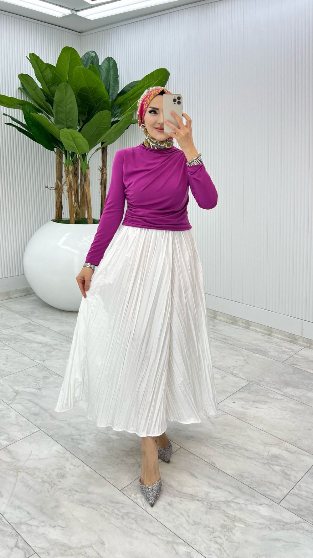 Fuşya Tek Sadece Etek Tesettür Giyim