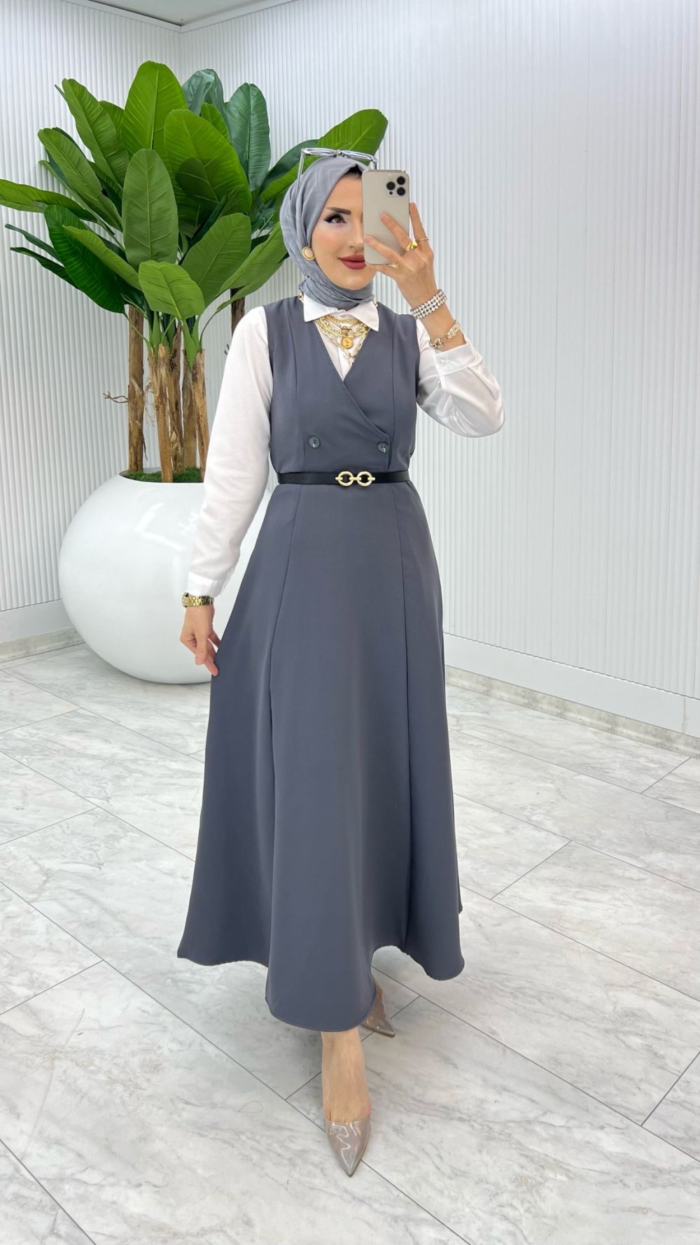 Gri Firdevs Jile Tesettür Giyim