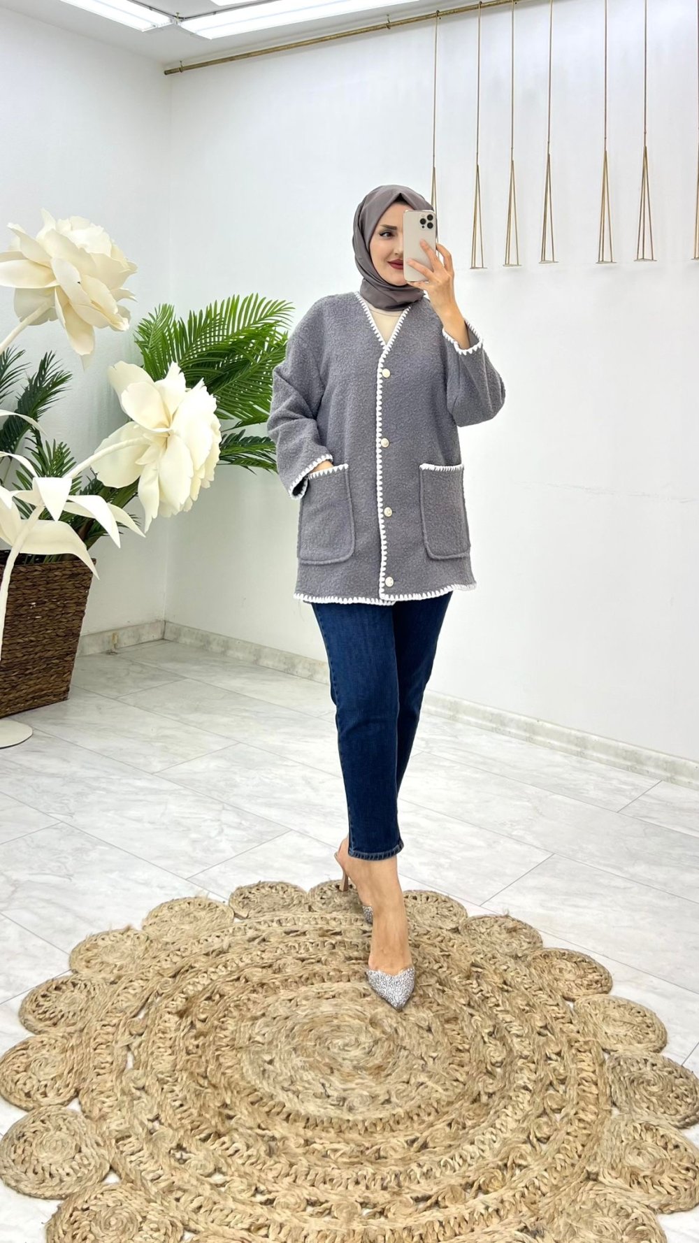 Gri Maya Kap Tesettür Giyim