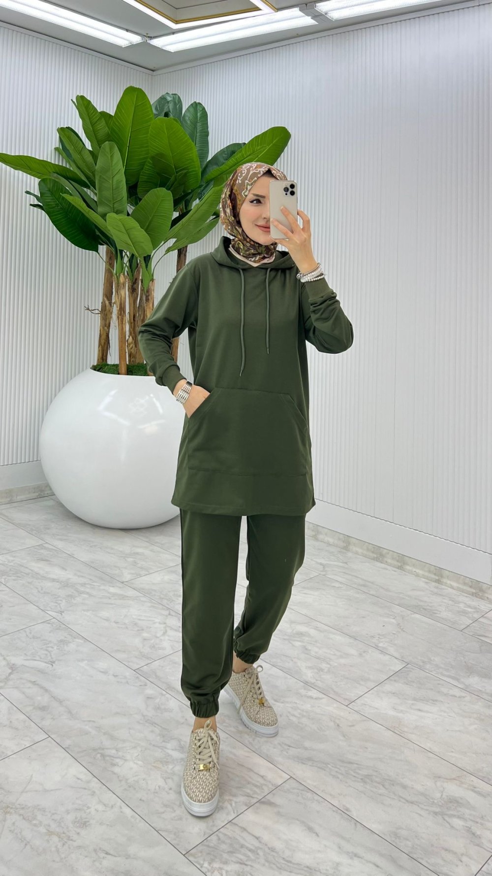 Haki Mine Takım Tesettür Giyim