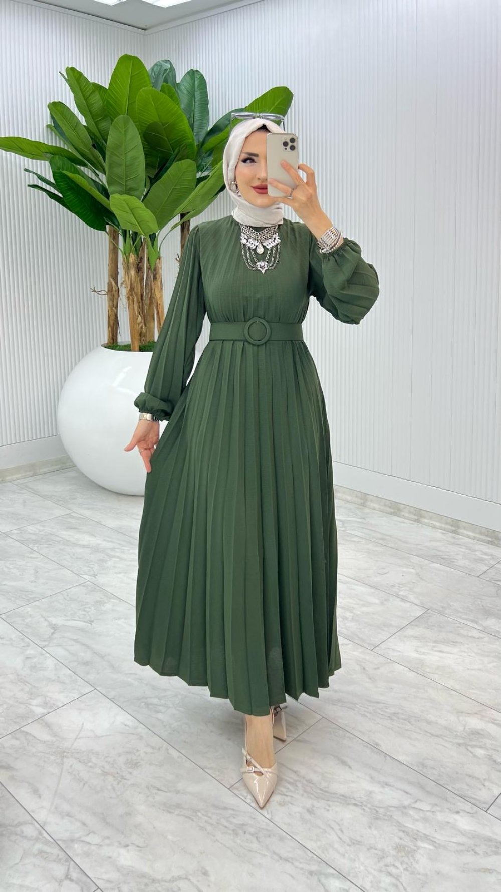 Haki Deniz Elbise Tesettür Giyim