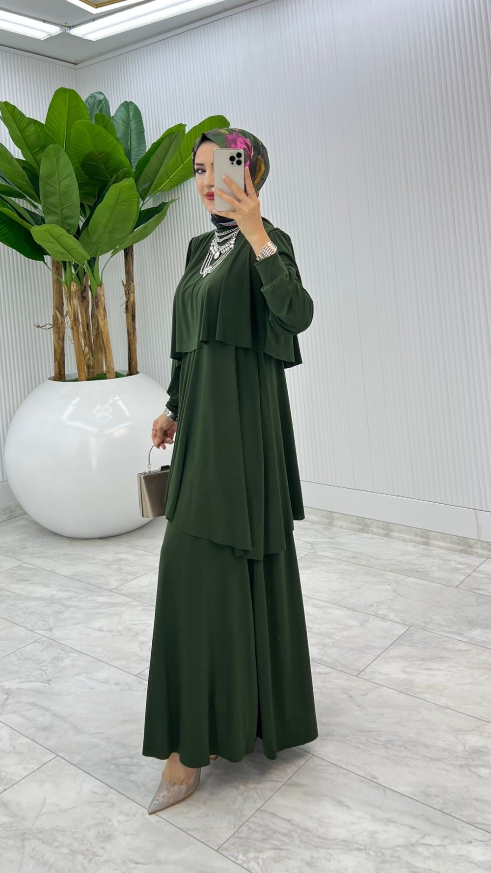 Haki Premium Diva Elbise Tesettür Giyim