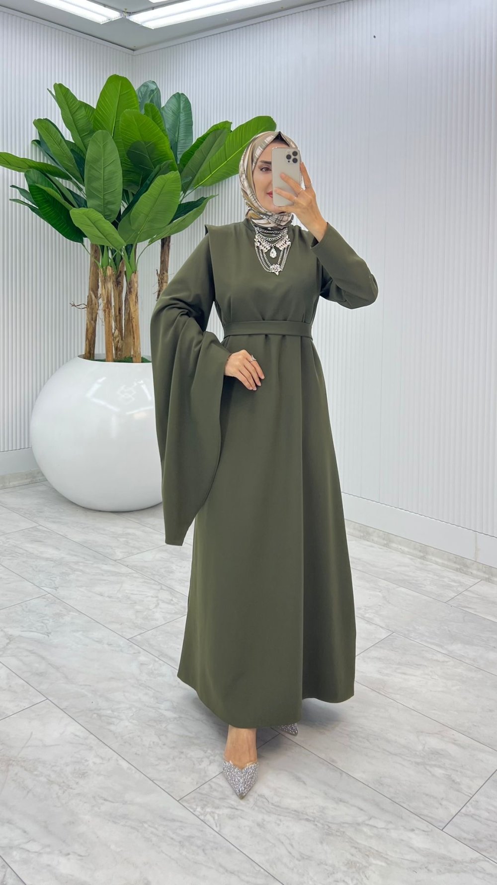 Haki Premium Yağmur Elbise Tesettür Giyim