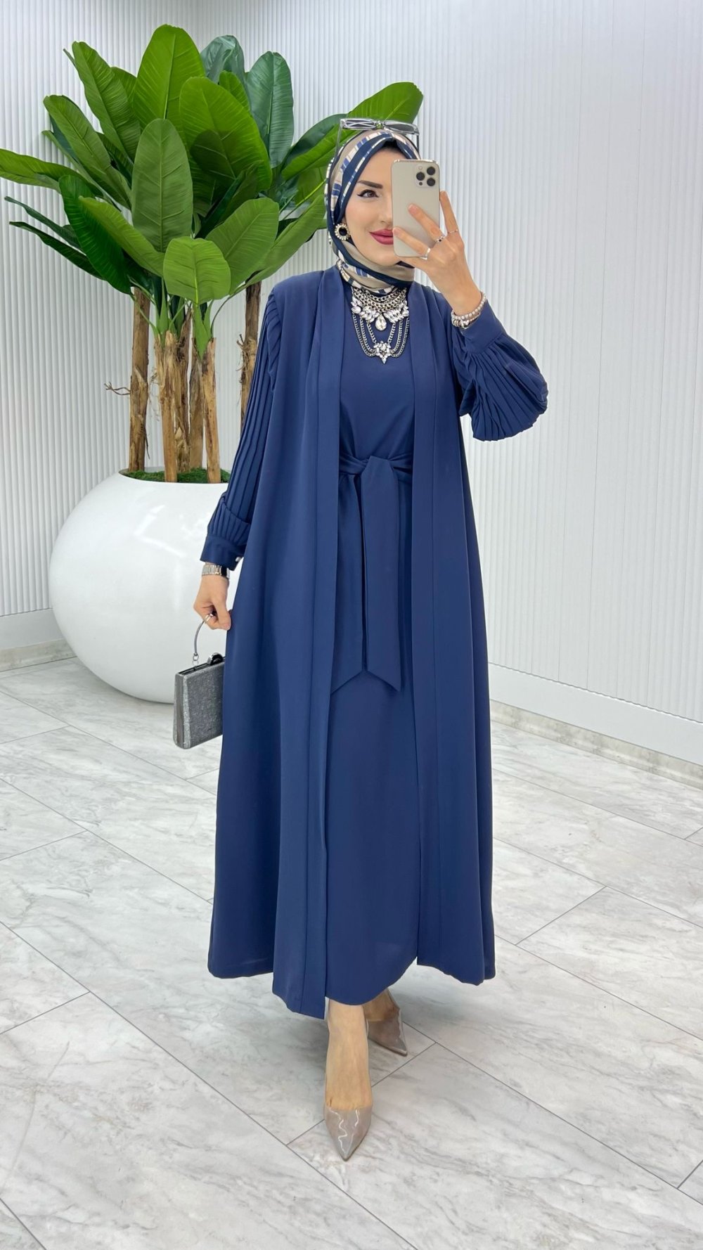 İndigo Premıum Melek Abaya Takım