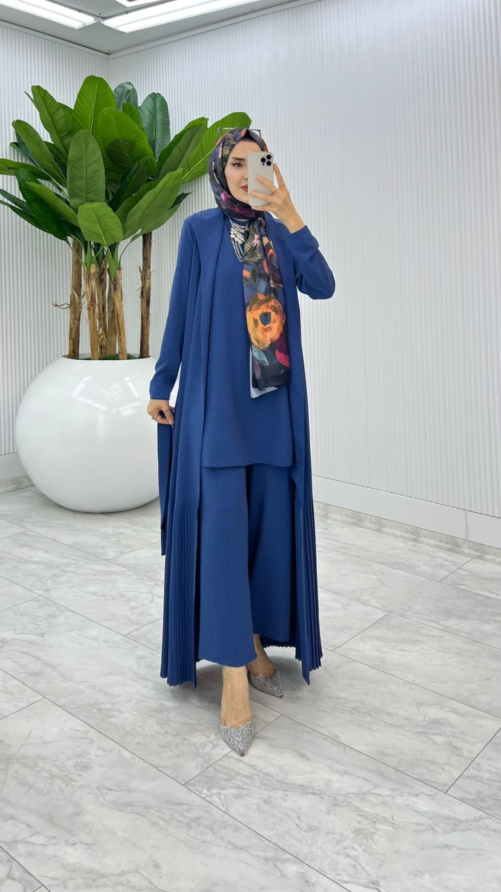 İndigo Premium Üçlü Derin Takım Tesettür Giyim