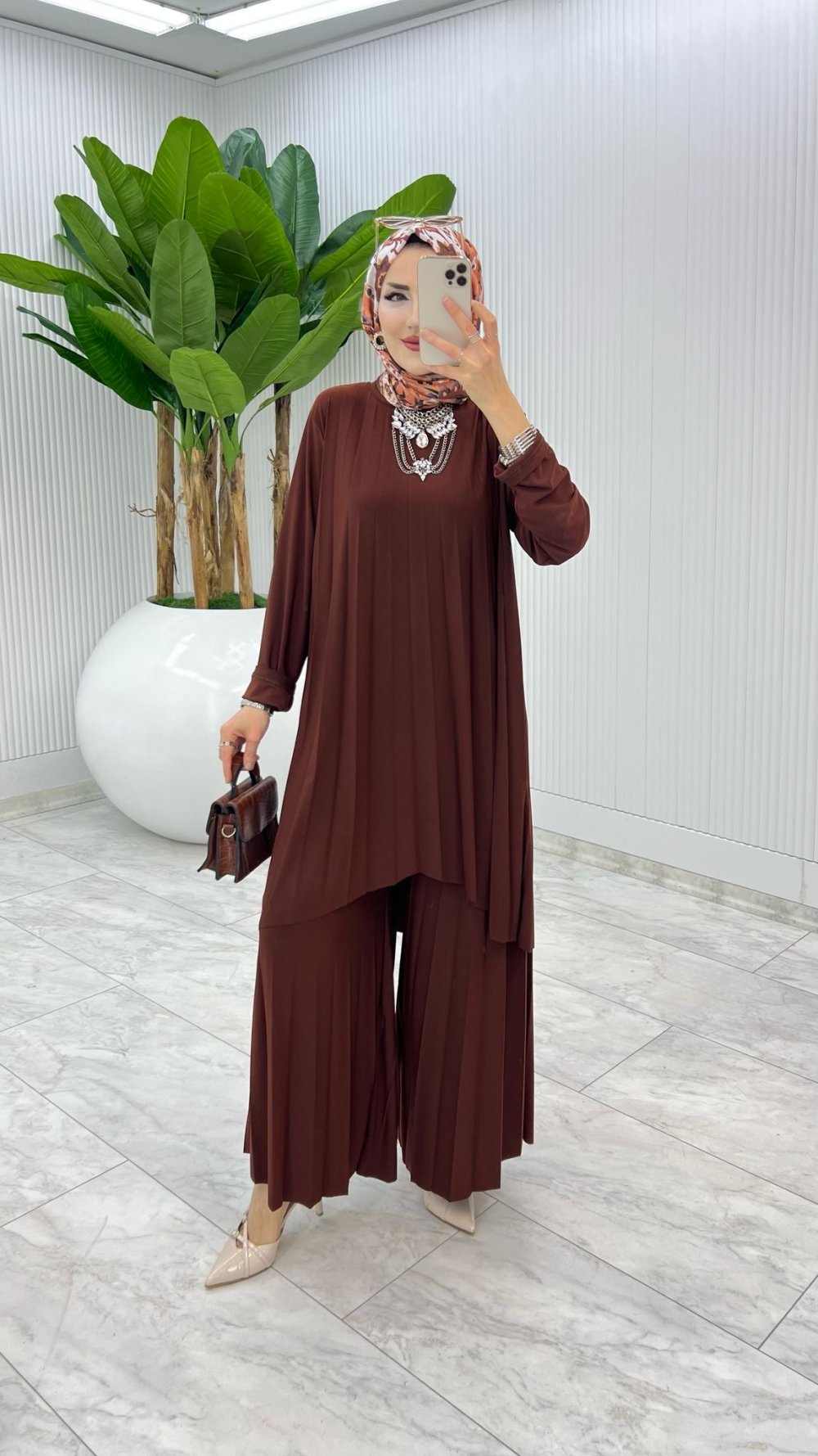 Kahve Yezra Takım Tesettür Giyim