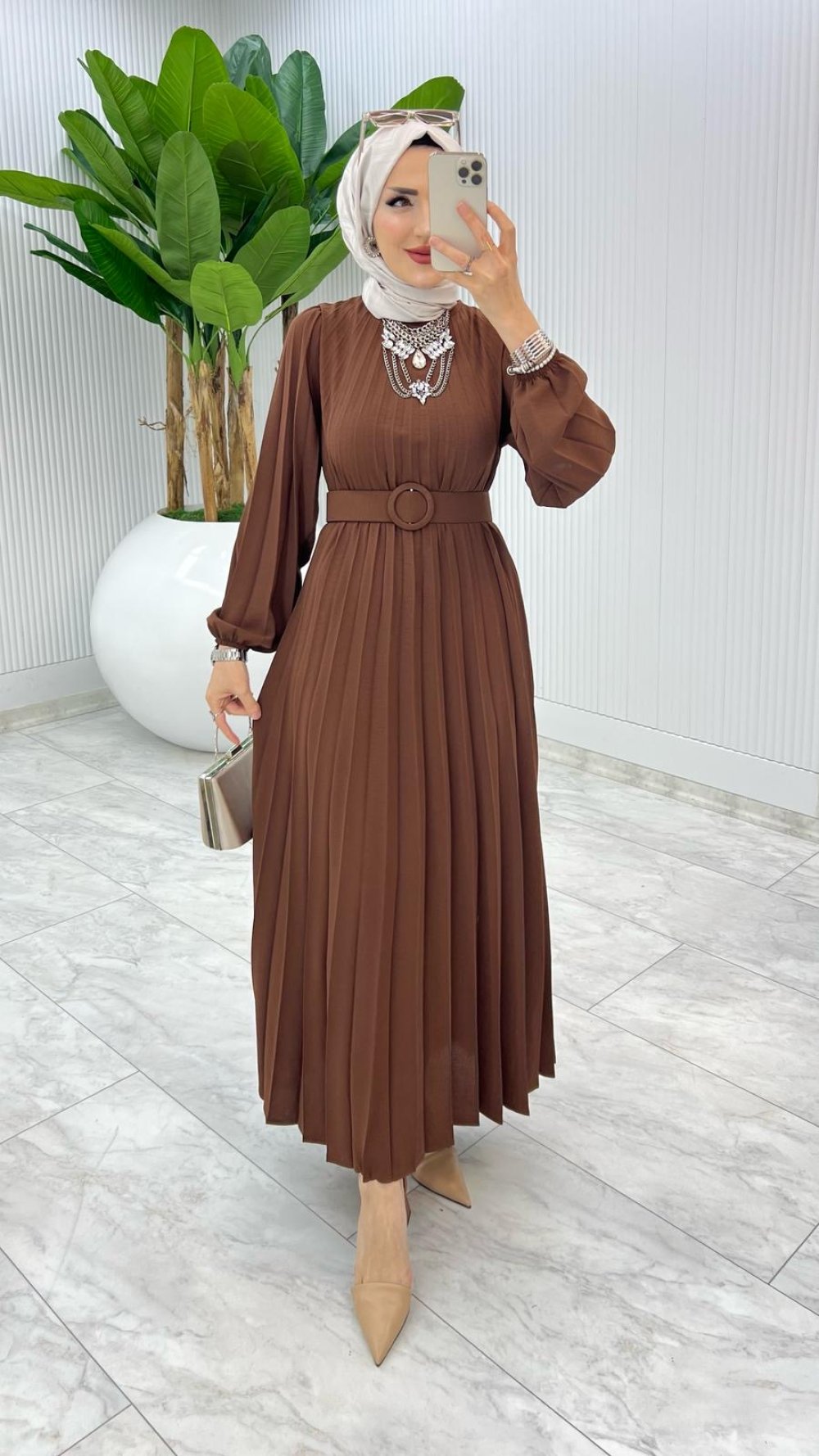 Kahve Deniz Elbise Tesettür Giyim