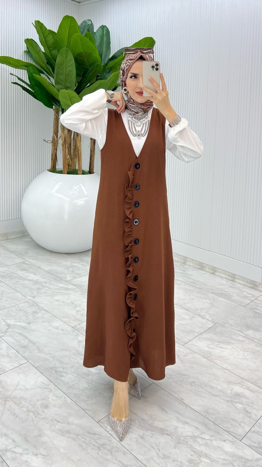 Kahve Mahya Sadece Jile Tesettür Giyim