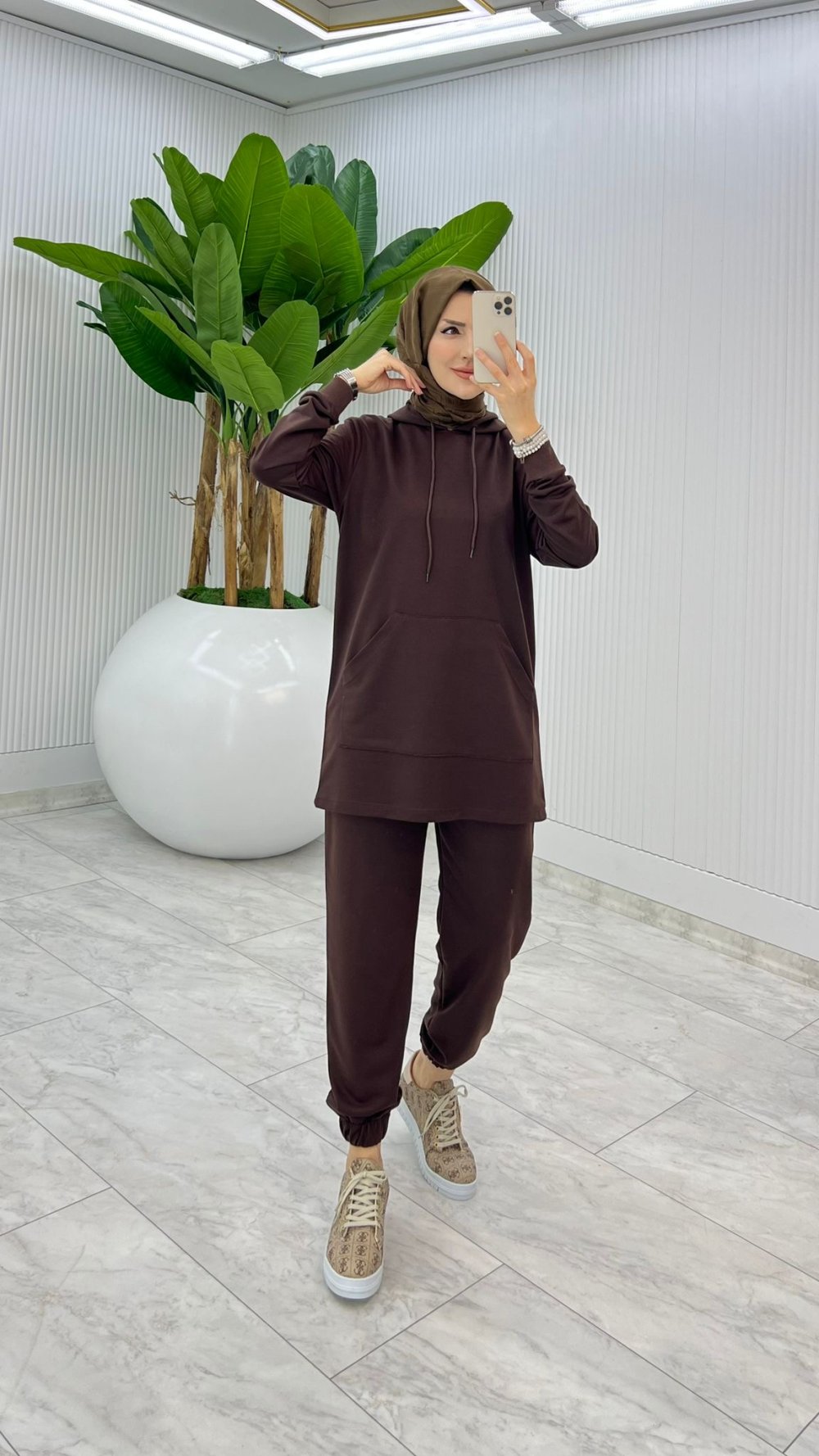 Kahve Mine Takım Tesettür Giyim