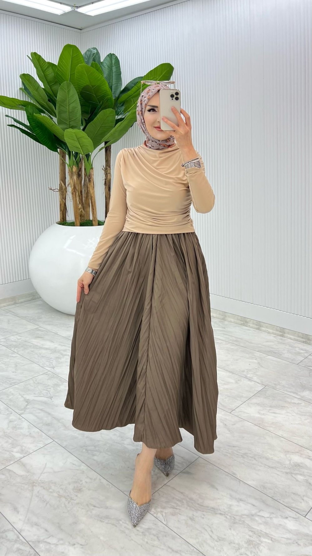 Krem Tek Sadece Etek Tesettür Giyim