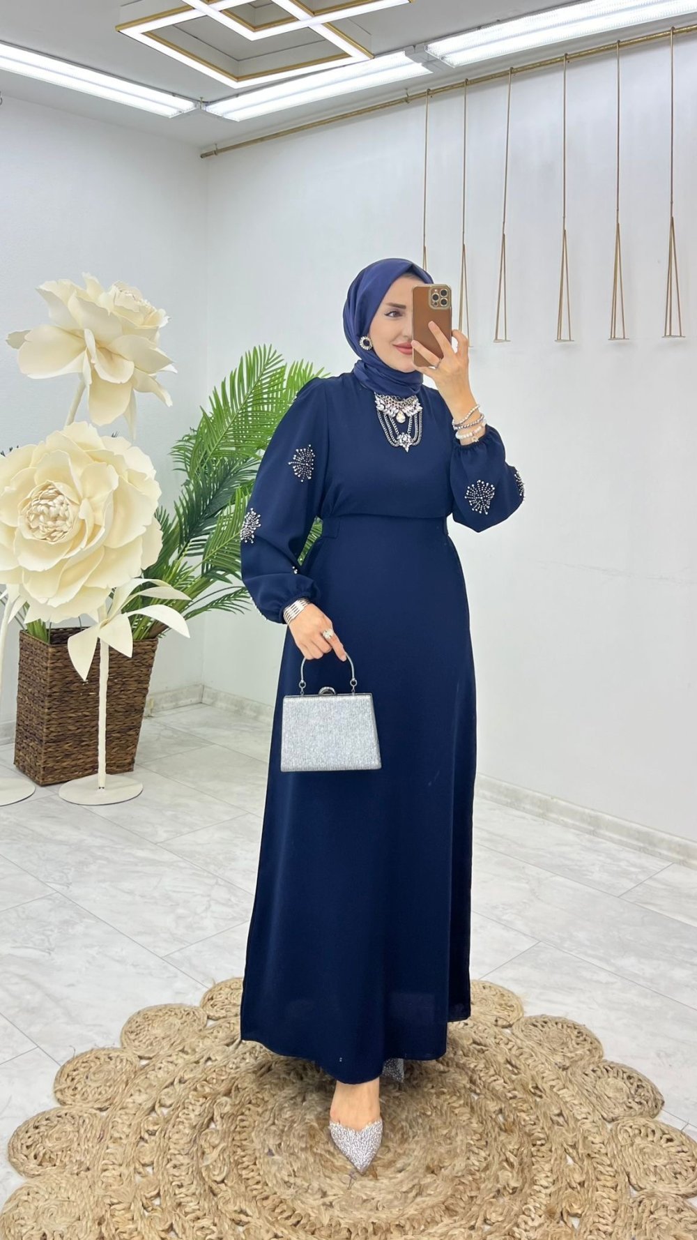 Lacivert Çisem Elbise Tesettür Giyim