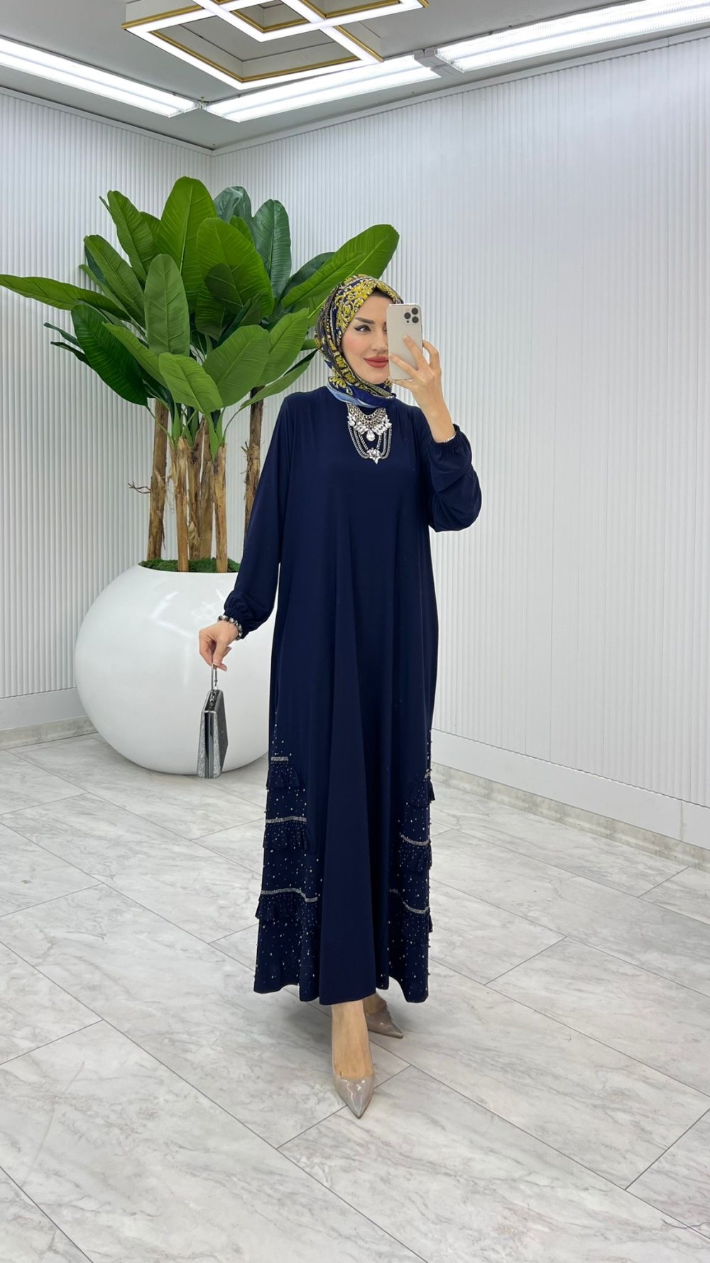 Lacivert İsabella Elbise Tesettür Giyim
