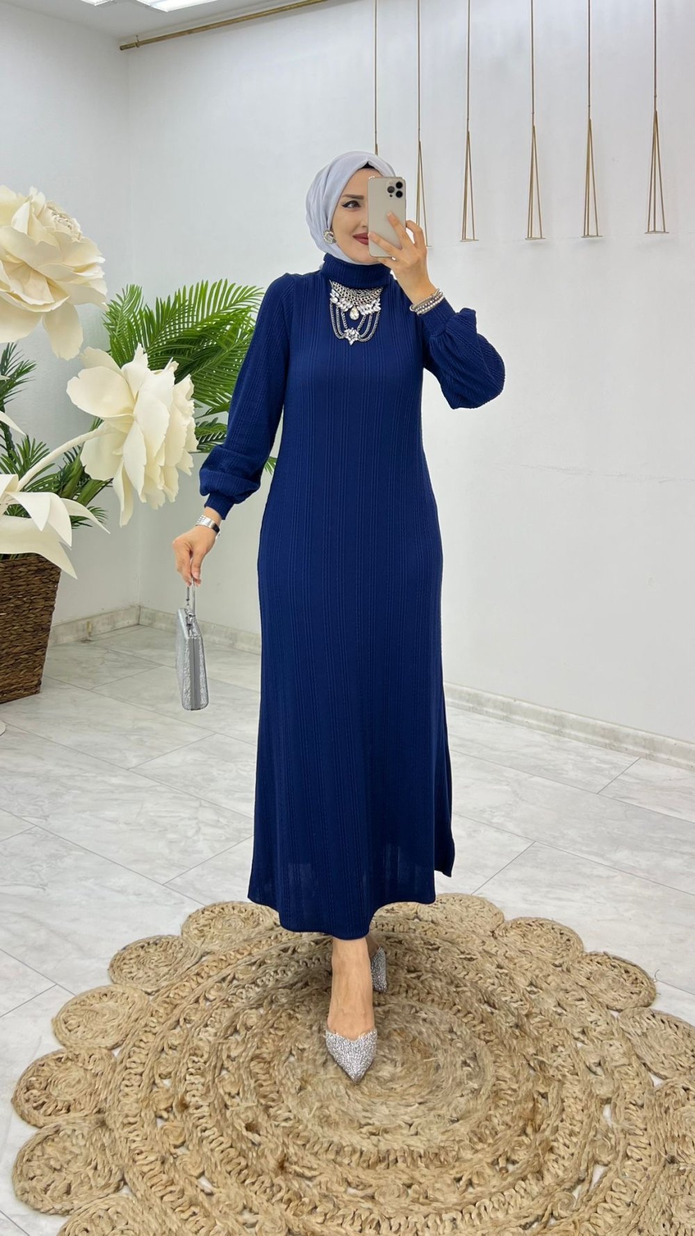 Lacivert Banu Elbise Tesettür Giyim