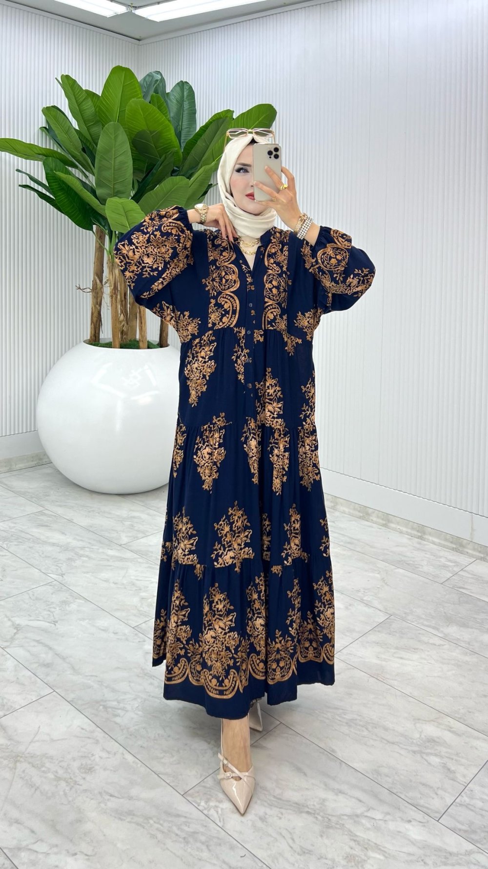 Lacivert Bahar Elbise Tesettür Giyim