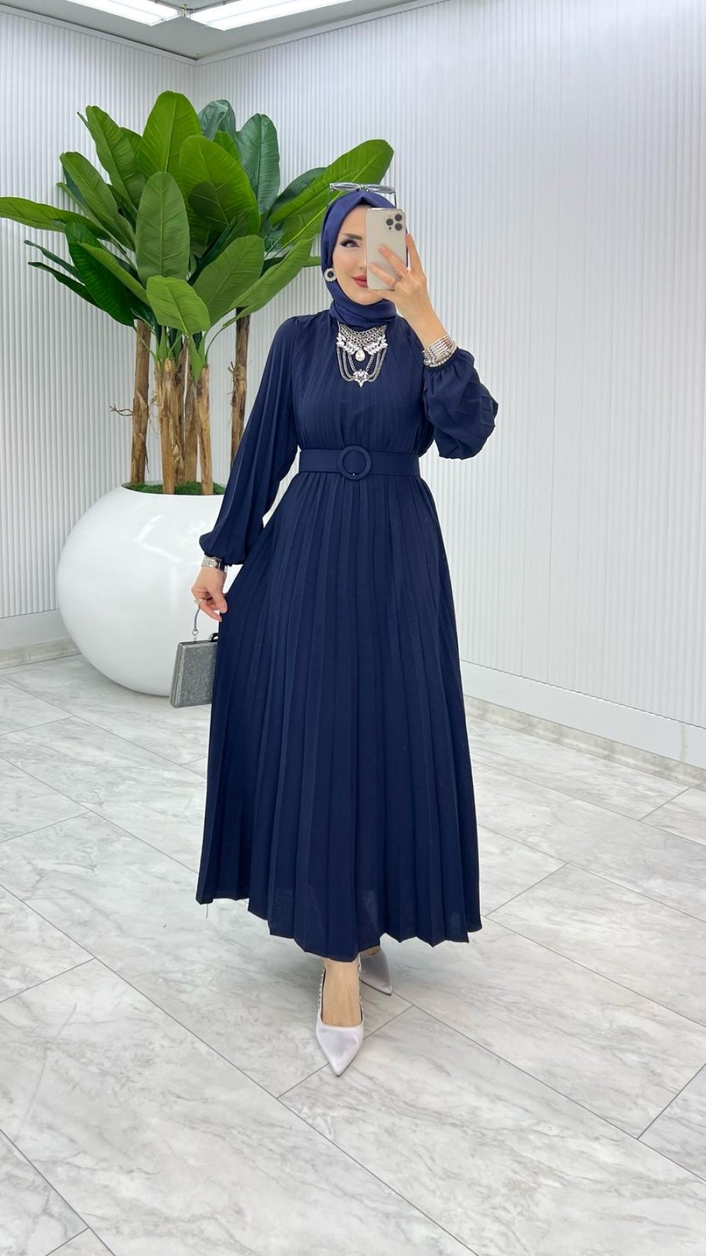 Lacivert Deniz Elbise Tesettür Giyim