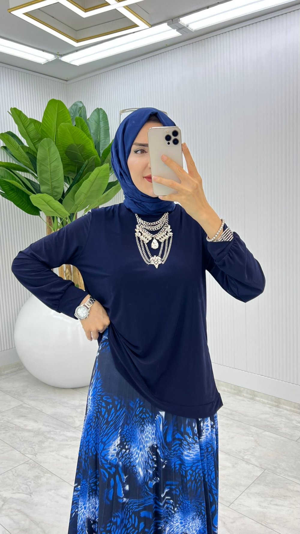 Lacivert Gökyüzü Etek Takım Tesettür Giyim