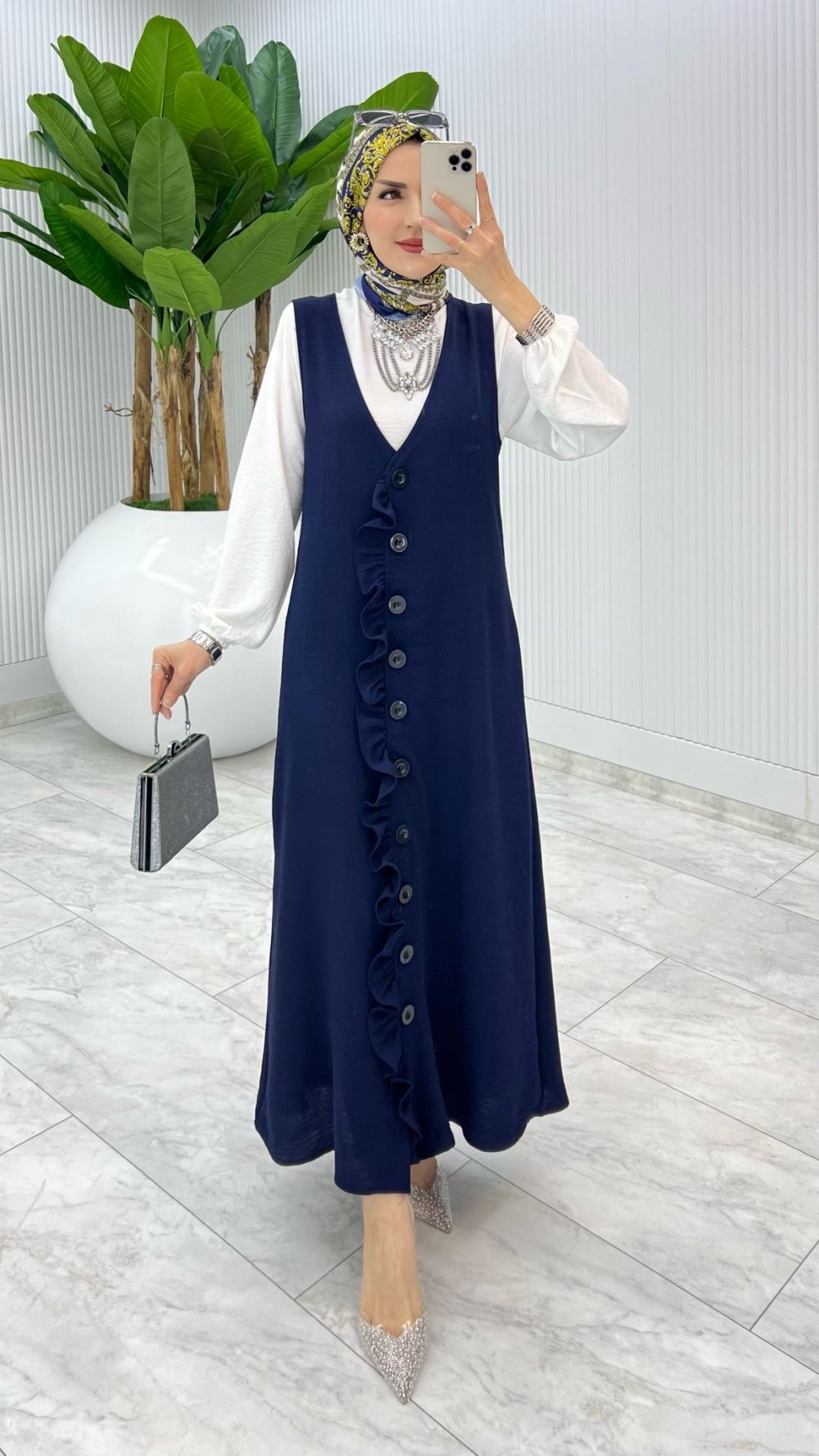 Lacivert Mahya Sadece Jile Tesettür Giyim