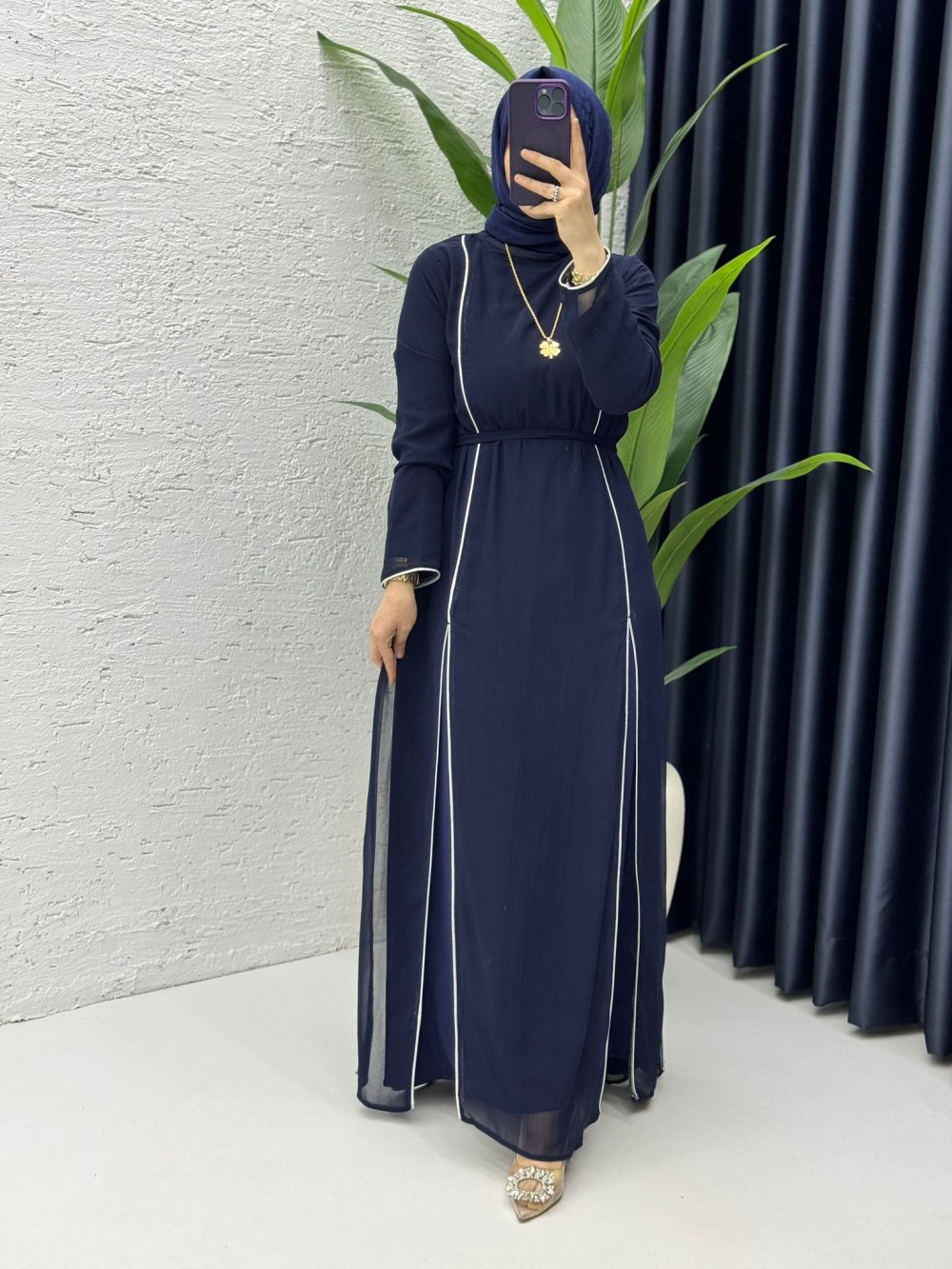 Lacivert Premium İkili Şifon Takım Tesettür Giyim