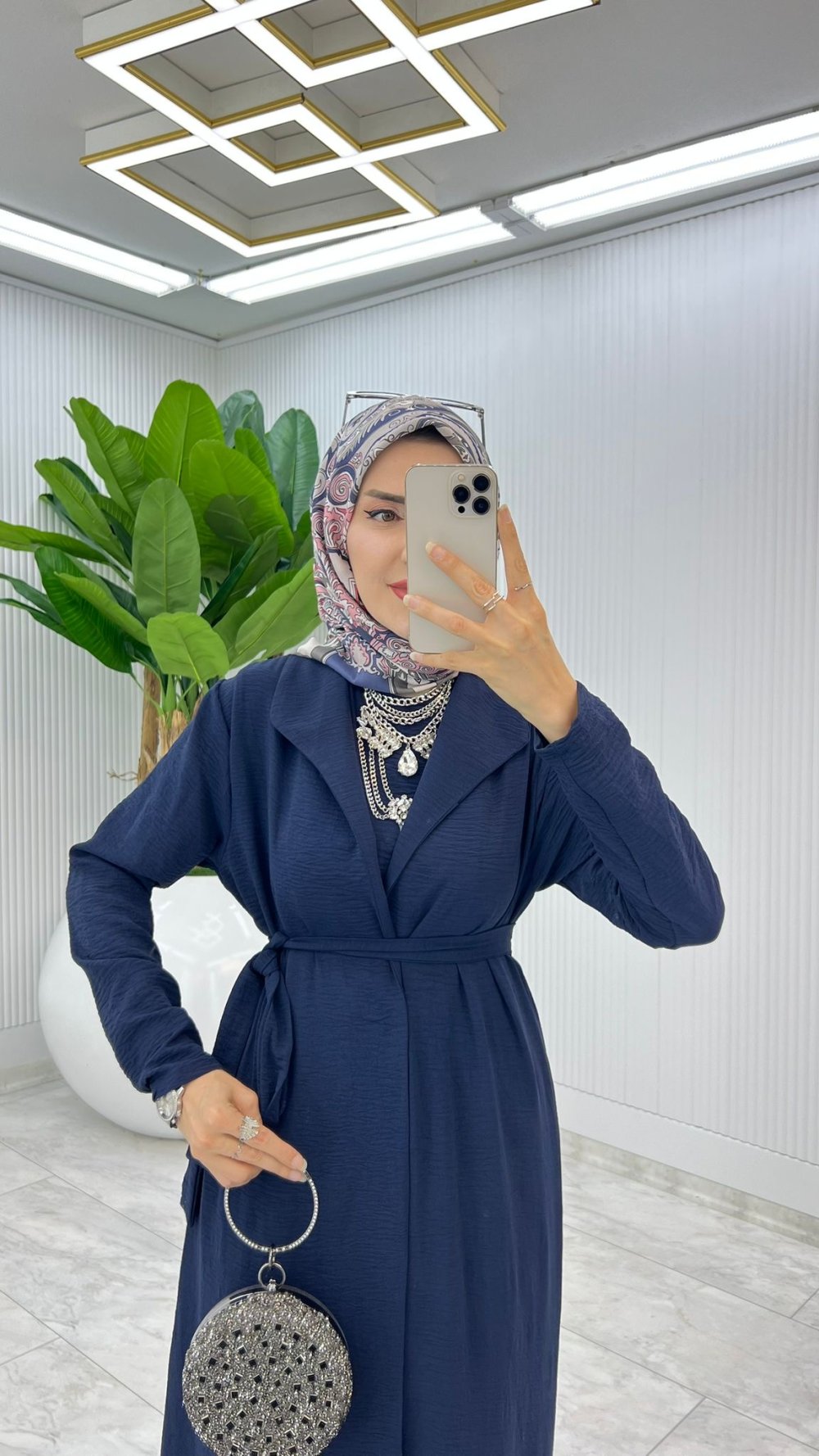 Lacivert Premium Üçlü Derin Takım Tesettür Giyim