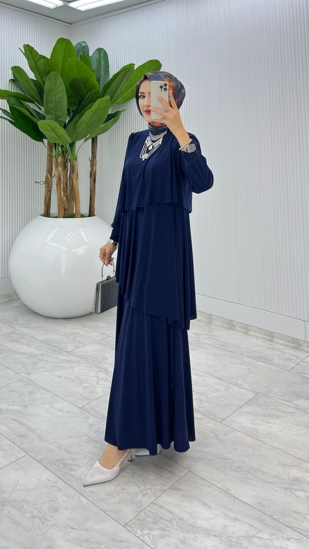 Lacivert Premium Diva Elbise Tesettür Giyim