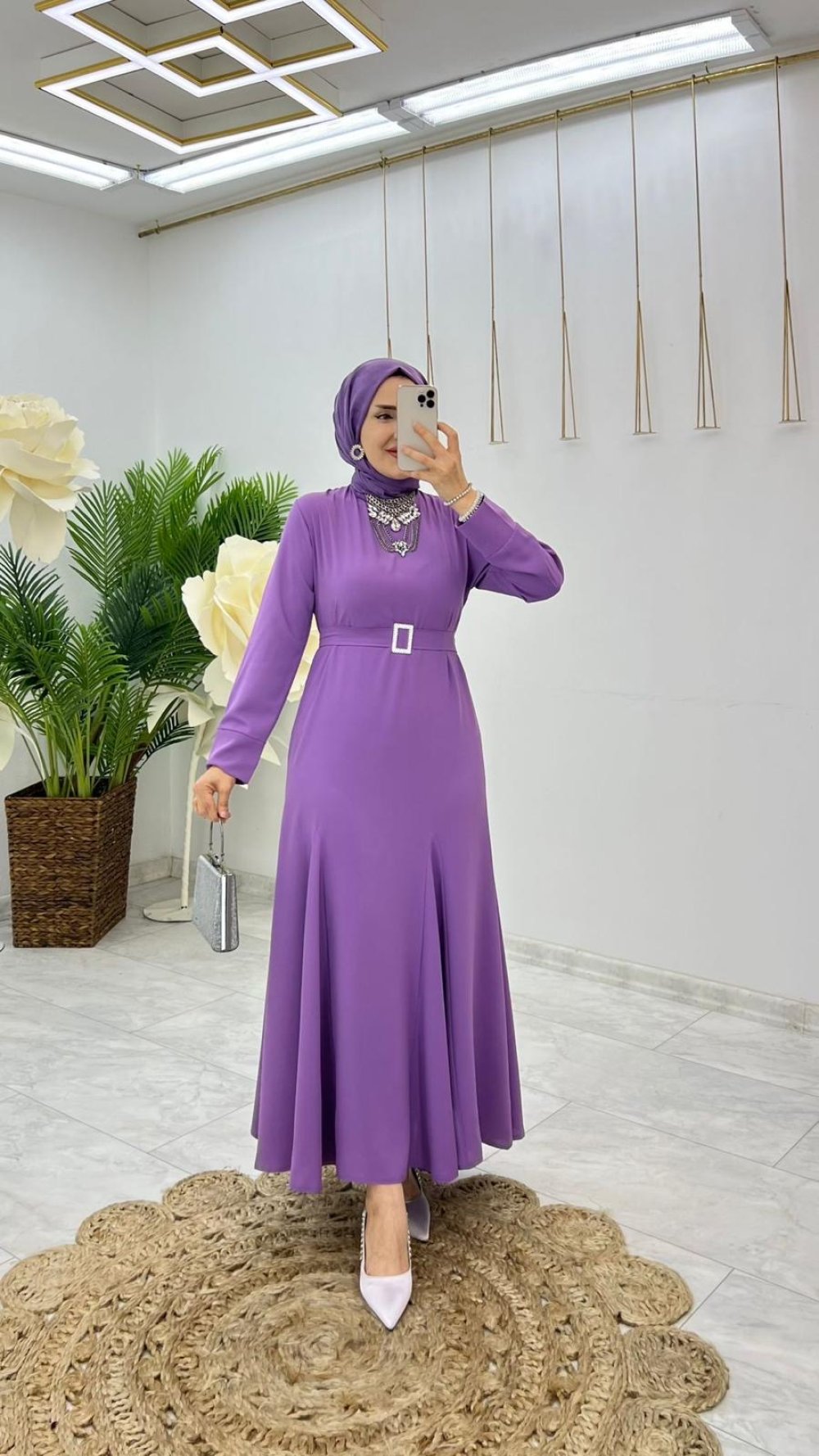 Lila Özel Tasarım Sena Elbise Tesettür Giyim