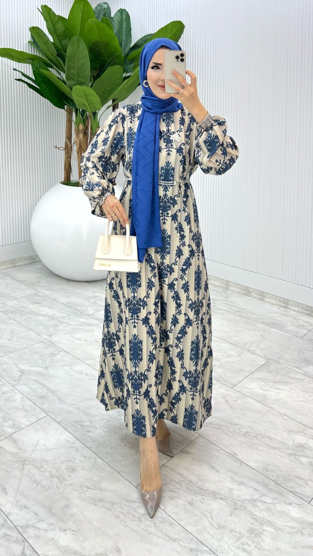 Mavi Nuran Elbise Tesettür Giyim