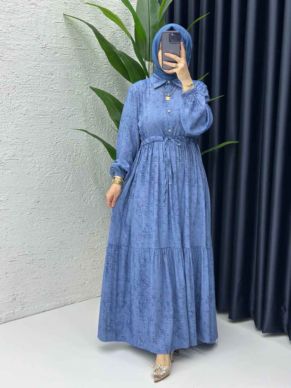 Mavi Premium Zerre Elbise Tesettür Giyim