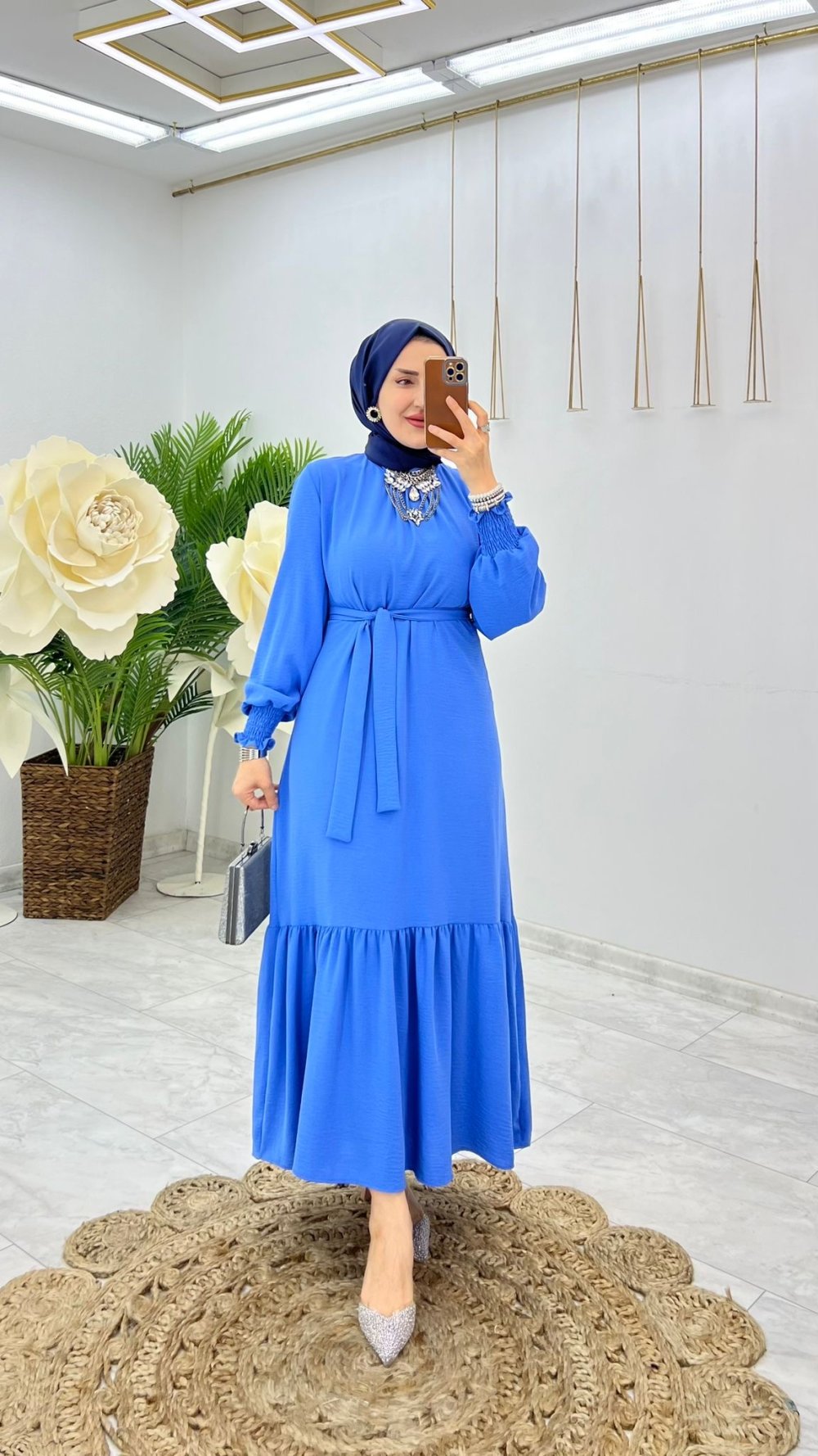 Mavi Tuğba Elbise Tesettür Giyim