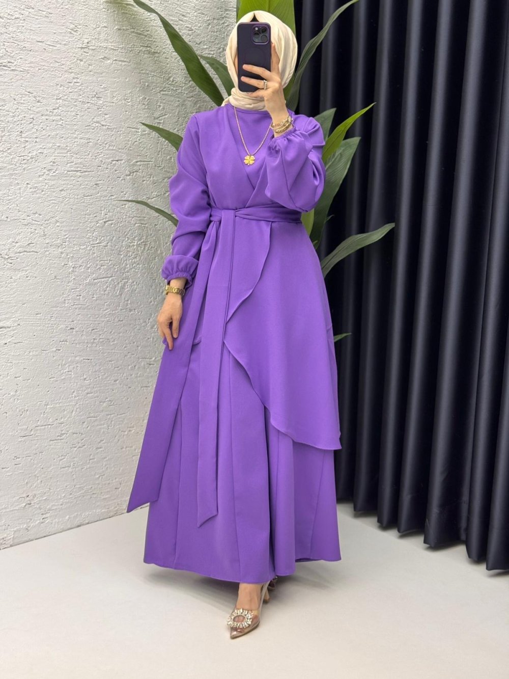 Mor  Hanzade Takım Tesettür Giyim