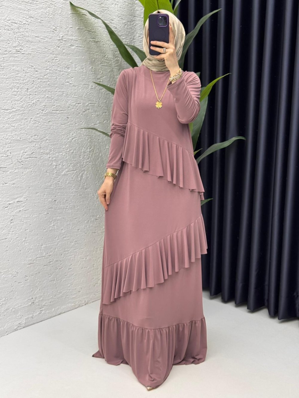 Mürdüm Duru Elbise Tesettür Giyim