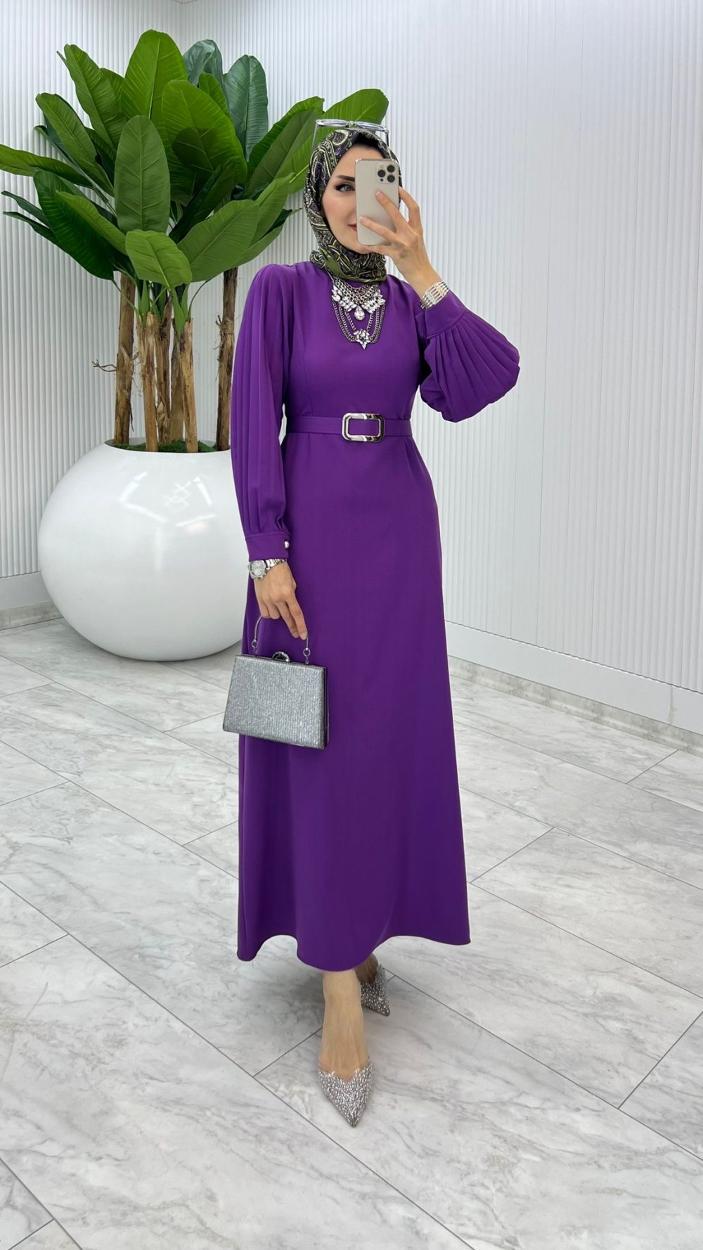 Mürdüm Kalem Elbise Tesettür Giyim