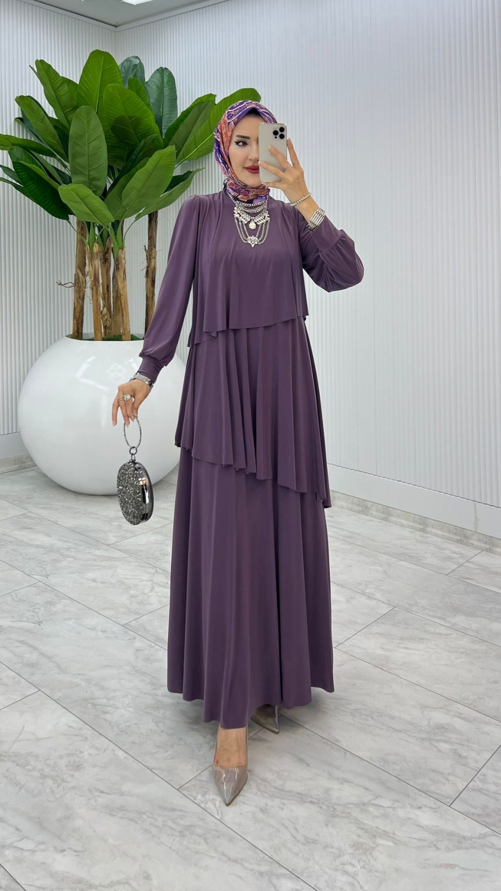 Mürdüm Premium Diva Elbise Tesettür Giyim